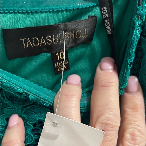 Tadashi shoji Elegant Green Lace Dress sz 10 - Picture 3 of 13